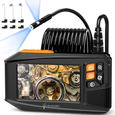 Image de Ennovor Caméra Endoscopique Double Objectif, 1920P HD Ecran IPS 4.3 Pouces Camera Inspection Canalisation avec 8 LED Réglables, No App WiFi Câble Semi Rigide(16,5 FT/5M)