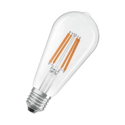 Image de Osram Energy Class LED Lampe in klassischer Edisonform, 3.8 W / 806 lm, EEK A, kaltweißes Licht (4000 K), CRI 80, aus klarfarbenem bleifreiem Glas, E27 Sockel, IP20, 64 mm Durchmesser.