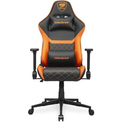 Image de COUGAR Armor One V2 Chaise de Jeu avec Surface en Cuir PVC, accoudoirs Pliables 4D, inclinable à 155, réglage la Hauteur par Piston, Charge jusqu&#039;à 120 kg, Noir et Orange