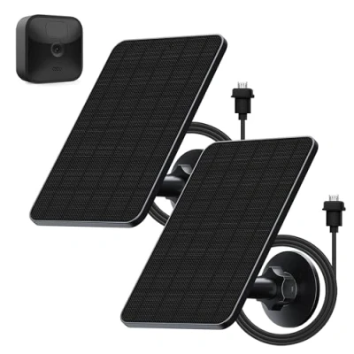 Image de Panneau Solaire pour Caméra Blink d&#039;extérieur, 4W XT2/XT&amp;SimpliSafe, IP65 d&#039;extérieur(3rd Gen) avec Connecteur en Caoutchouc(2 Pack)