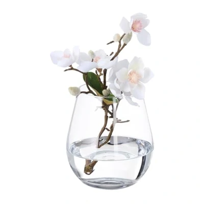 Image de Relaxdays Vase décoratif en Verre Clair, pour Vos Fleurs, à Poser sur la Table, Dimensions HxD : 16 x 14 cm, Transparent