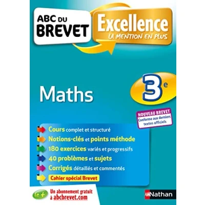 Image de Maths 3e ABC du Brevet Excellence 2022 Cours, Méthode, Exercices Livre d’occasion Bon
