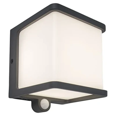 Image de Doblo Applique murale solaire LED d&#039;extérieur moderne avec détecteur de mouvement en aluminium anthracite et blanc Lampe capteur crépusculaire 500 lm 4000 K