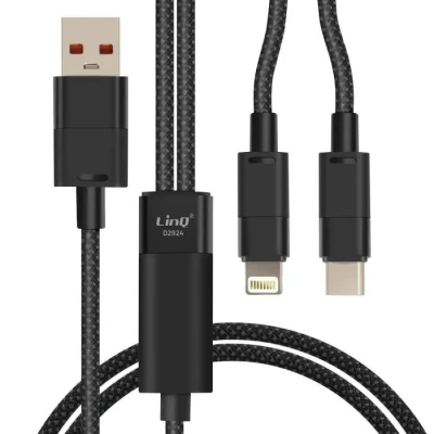 Image de Câble de Charge et Synchronisation USB vers Lightning C 60W Noir Neuf