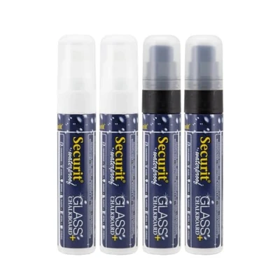 Image de Securit SMA820 V4 BW Lot de 4 grands marqueurs à craie imperméables, noir/blanc
