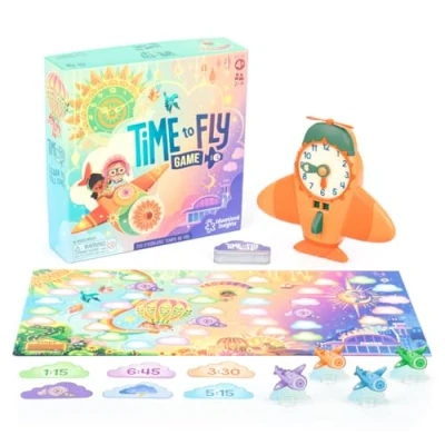 Image de Learning Resources Temps de vol, Jouet Mixte, Jeu d&#039;horloge pour Apprendre l&#039;heure, 2 à 4 Joueurs, 62 pièces, dès Ans, EI 1739, Multi