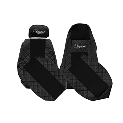 Image de F CORE Housses de Siege Camion compatibilité pour Scania G P R 01.05 12.16 Intégré conducteur Appuie tête réglable Passager Noir