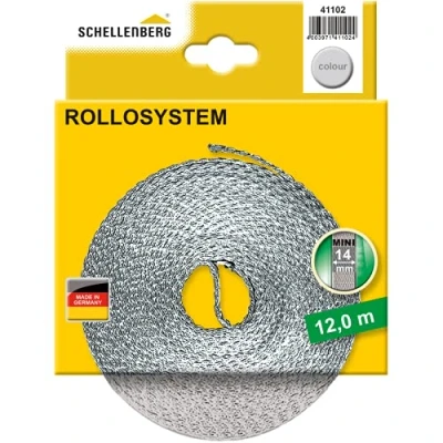 Image de Schellenberg 41102 Sangle de volet roulant pour fenêtre Largeur 14 mm Système Mini 12 m Gris