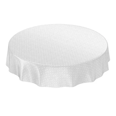 Image de ANRO Nappe en Toile cirée, à Pois, Unie, Grise, Bord découpé, Ronde, 100 cm
