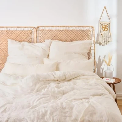 Image de Blumtal Musselin Linge de lit 155x220 cm Oeko TEX certifié Housse Couette + taie d&#039;oreiller 40x80 Coton Beige