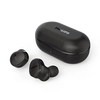 Image de Philips TAT4556BK/00 True Wireless Casque Sans Fil Avec Annulation Active Du Bruit Hybride, Écouteurs Intra Auriculaires D&#039;une Autonomie De 29 Heures Étui Portable, Noir