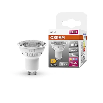 Image de OSRAM LED Spot par16 55 avec trois couleurs claires, GU10, 4,2W, 400lm, 2700k 6500k, blanc chaud, froid et lumière du jour, changement de température couleur, longue durée vie lot 6