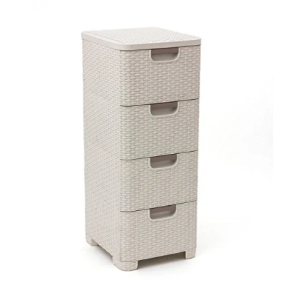 Image de CURVER Tour de Bureau 4 Tiroirs 14L, Style Rangements Pratique pour Outils, Linge, Papiers &amp; Autres 4x14L 32,8x37,8x79 cm Ivoire