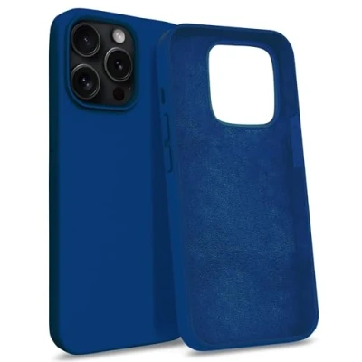 Image de MyGadget Coque Compatible avec Apple iPhone 15 Pro Max Case Protection Rigide Anti Choc Doublure Microfibre Bleu foncé