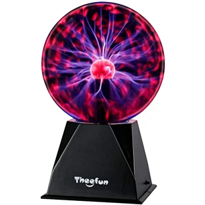Image de Theefun 6 Pouces Boule De Plasma, Lumière Plasma Magique Touch Sensible Tactile Cristal Sphère Jouets pour Cadeaux Noël, Rouge