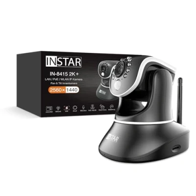 Image de INSTAR IN 8415 2K+ Noir Caméra de Surveillance LAN/PoE/WLAN avec IA IP contrôlable WPA3 Wi FI 2,4 et 5 GHz Utilisation intérieure PIR PTZ HomeKit MQTT
