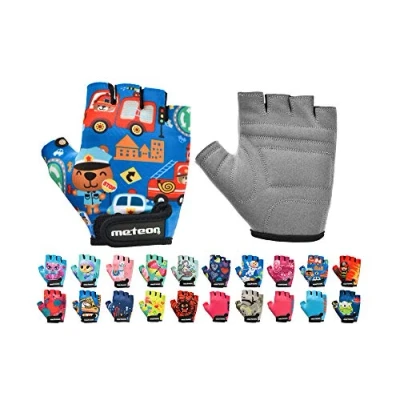 Image de Meteor gants de cyclisme pour enfants, courts type mitaines, avec attache, accessoires protection des mains, rouler en toute sécurité