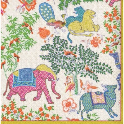 Image de Entertaining with Caspari Lot De 20 serviettes table Le Jardin Mysore Cocktail 40pk multicolore