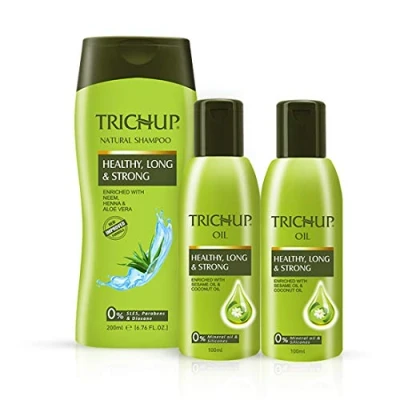 Image de Trichup Kit de 3 soins des cheveux longs ou pour la pousse avec huile Healthy Long &amp; Strong Oil (200 ml x 2) et shampooing Shampoo ml)