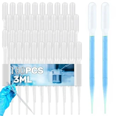 Image de 100 Pièces Pipette,3ML Pipette Plastique,Pipette Graduée,Pipette de Transfert en Cuisine,Transparent,pour D&#039;huiles Essentielles,Parfums,Liquides Divers (3 ml)