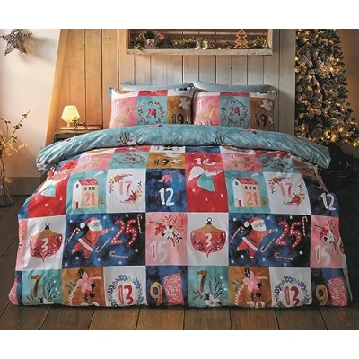 Image de Rapport Parure de lit Double réversible en Microfibre avec Calendrier l&#039;Avent Noël Multicolore