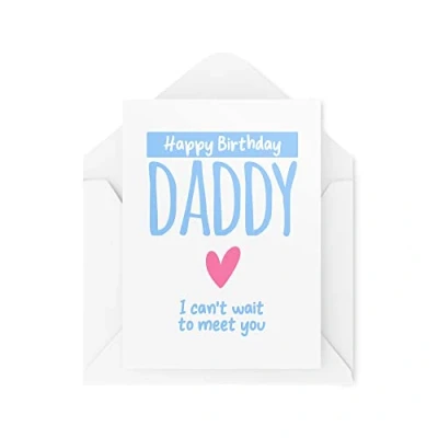 Image de Tongue in Peach Cartes d&#039;anniversaire pour nouveau papa Carte « Happy Birthday Daddy Can&#039;t Wait To Meet You » New Dad From The Bump Grossancy for Him Husband CBH998