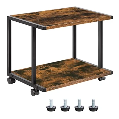 Image de HOOBRO Support d&#039;Imprimante, Étagère pour Imprimante de Bureau, 42 x 28 33 cm, avec Pieds Réglables et roulettes, Domicile, Copieur, Scanner, Marron Rustique EBF42PS01