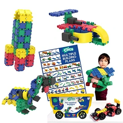 Image de Clics Jeu de Construction, Rollerbox 15 en 1, 305, 72 Accessoires at Autocollants, Jouets Enfants STEM pour des Heures Plaisir, 3 Ans jusqu&#039;à 12 Ans, DURABLES Plastique RECYCLÉ