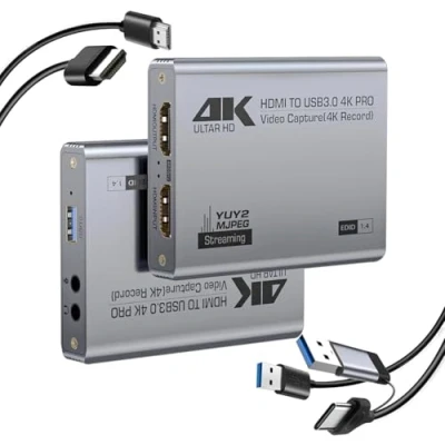 Image de carte de Capture vidéo HDMI 4K, audio, USB 3.0 4K Loop Out, 1080P 60FPS/2K 30FPS Video Game pour streaming Fonctionne PS5/Switch/Caméra/PC/OBS