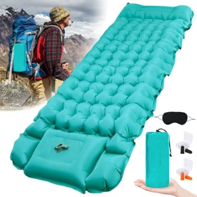 Image de KIMIGO Matelas Camping autogonflant,Matelas de Auto Gonflable,Portable Gonflable,Matelas Gonflable avec Pompe à Pied,Tapis Couchage Camp,pour Voyages,Tente,Plage(200 * 70cm)