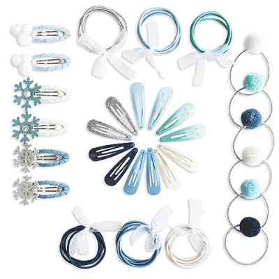 Image de Papierdrachen 48 Pinces à cheveux et élastiques spéciaux dans de nombreuses couleurs Durable robuste pour enfants avec paillettes revêtement en tissu Bijou « Princesse