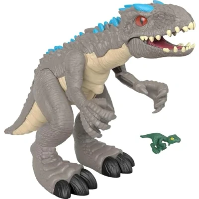 Image de Imaginext Jurassic World Figurine Dinosaure Indominus Rex et Une Mini vélociraptor, Jouet pour Enfant de 3 à 8 Ans, GMR16