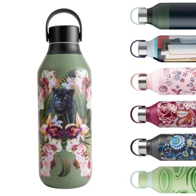 Image de Chilly&#039;s Series 2 Gourde Bouteilles isothermes en Acier INOX avec Double paroi, col Souple et poignée de Transport Orchid Panther, 500ml