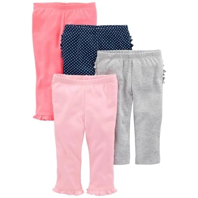 Image de Simple Joys by Carter&#039;s 4 Pack Infant and Toddler Pants, Bleu Marine Points/Gris/Rose/Rose Corail, 6 9 Mois (Lot de 4) bébés Filles
