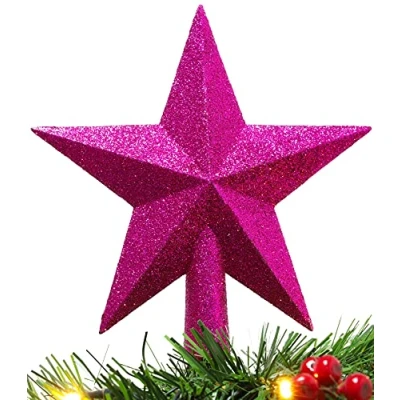 Image de Christmas Concepts® 20cm Glitter Tree Top Décoration Étoile Topper de Sapin Noël (Rose Vif)