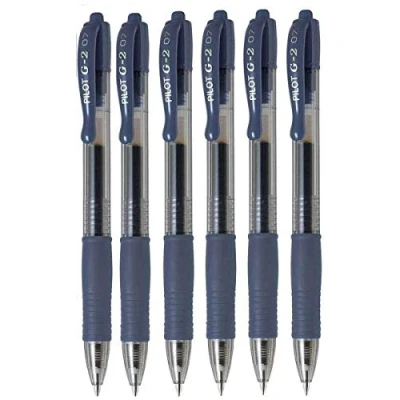 Image de Pilot BL G2 07 Lot de 6 stylos à bille rétractables et rechargeables encre gel bleue pointe 0,7 mm avec épaisseur trait 0,39