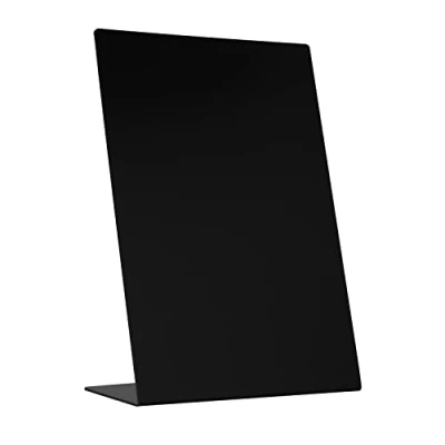 Image de EUROPEL Présentoir de table A4 Tableau noir avec support ardoise comptoir en L base intégrée pour restaurant, food truck, mariage, fête