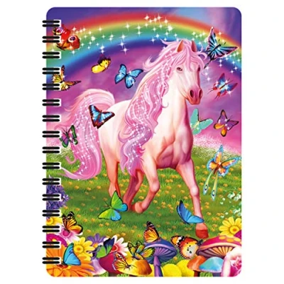 Image de 3D LiveLife Bloc note Poney Rose Étincelant de Deluxebase. Carnet à Spirale A6 Art Lenticulaire pages vierges en papier recyclé. Illustrations sous licence l&#039;artiste renommé Michael Searle