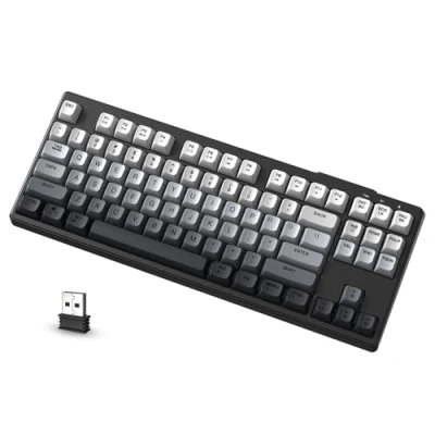Image de ATTACK SHARK X FREEWOLF M87 Clavier de jeu à membrane sans fil 80%, TKL RVB, Sa PBT Keycaps, Bluetooth 5.0/2,4 Ghz Double Mode, QWERTY, 4000mAh, Mac/Win, Bureau/Jeu Silencieux Dégradé Noir