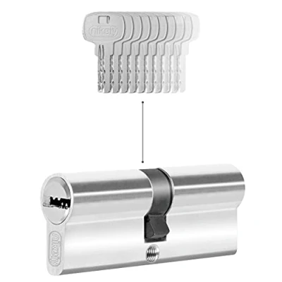 Image de GERCAR 1x Cylindre de serrure/barillet porte d&#039;entree/interieure 60 mm serrure 30/30 En laiton nickelé Avec 5 clés Longueur : mm, A: 30 B