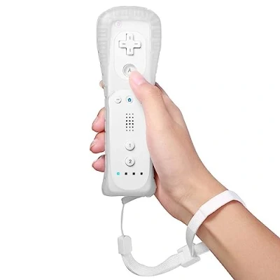 Image de télécommande Wii : manette de jeu sans fil connexion capteur mouvement remplacement pour console et Wii, avec étui en silicone dragonne (blanc)