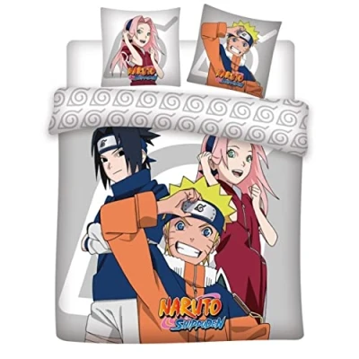Image de Parure de Lit Double Naruto, Sakura et Sasuke, Housse Couette 240x220 cm + 2 Taies d&#039;oreiller 63x63