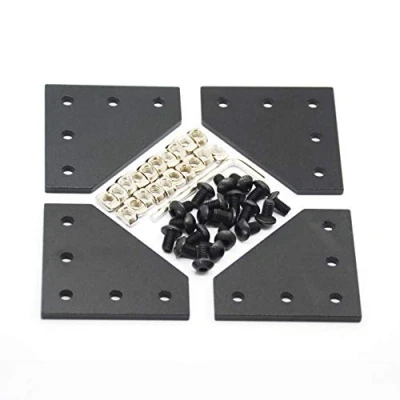 Image de Befenybay Lot de 4 plaques support d&#039;angle avec 20 vis M5 x 8 mm et écrous en T M5, plaque jonction extérieure à 5 trous pour cadre d&#039;imprimante 3D profilé aluminium série 2020