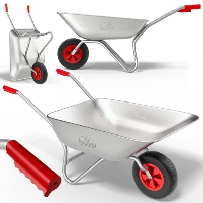Image de GARDEBRUK® brouette 80L galvanisée poignée caoutchouc max. 100kg jardin de chantier jardinage chariot transport roue
