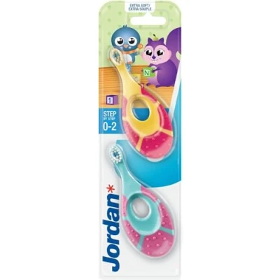 Image de Jordan ® Step 1 brosse à dents pour bébés de 0 2 ans La originale tout petits avec des poils extra doux et un anneau morsure les gencives unités