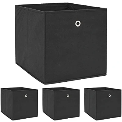 Image de DuneDesign 4 boîtes de rangement Kallax 33x38x33 Cube en Tissu avec Poignée Panier Pliable