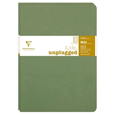 Image de Clairefontaine 733073C Collection Age Bag Lot de 2 Cahiers Agrafés Duo Vert A4 21x29,7 cm 96 Pages Lignées avec Marge Papier Blanc 90 g Couverture Carte Lustrée Grain Cuir