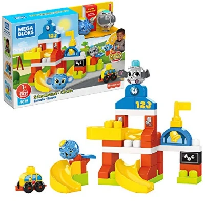 Image de MEGA Bloks First Builders Coucou Blocs Coffret l&#039;École, Jeu de Construction, 40 pièces, Jouet pour Enfant et bébé dès 1 an, GRJ19