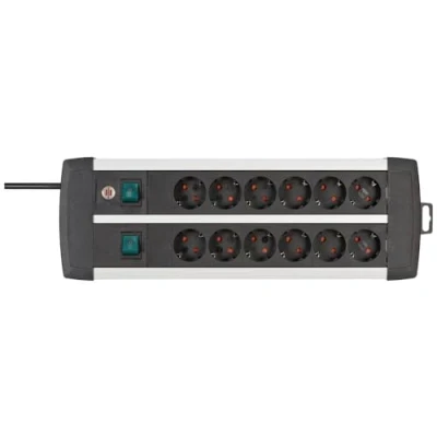 Image de Brennenstuhl 1391000912 Base múltiple Premium Alu Line Technics Con 2 y 3 interruptores (12 Tomas) Multicolore