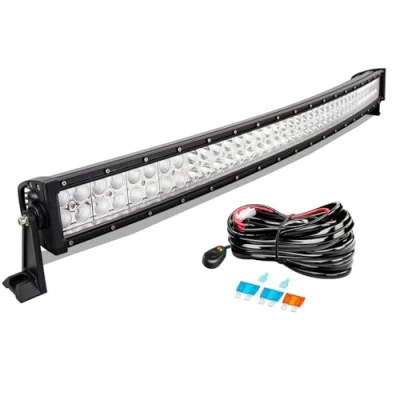 Image de AUXTINGS Barre Lumineuse LED incurvée de 106,7 cm avec Spots et projecteurs 240W Feux Route ou Anti Brouillard pour véhicule Tout Terrain SUV Quad Camion 4x4 Bateau